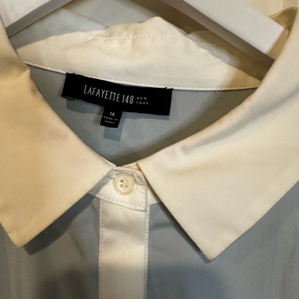 Lafayette 148 New York white Collared Blouse - Picture 2 of 3